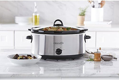 Crock-Pot 7 Quart Oval Manual Slow Cooker – Stainless Steel (Daily 99 Extra)